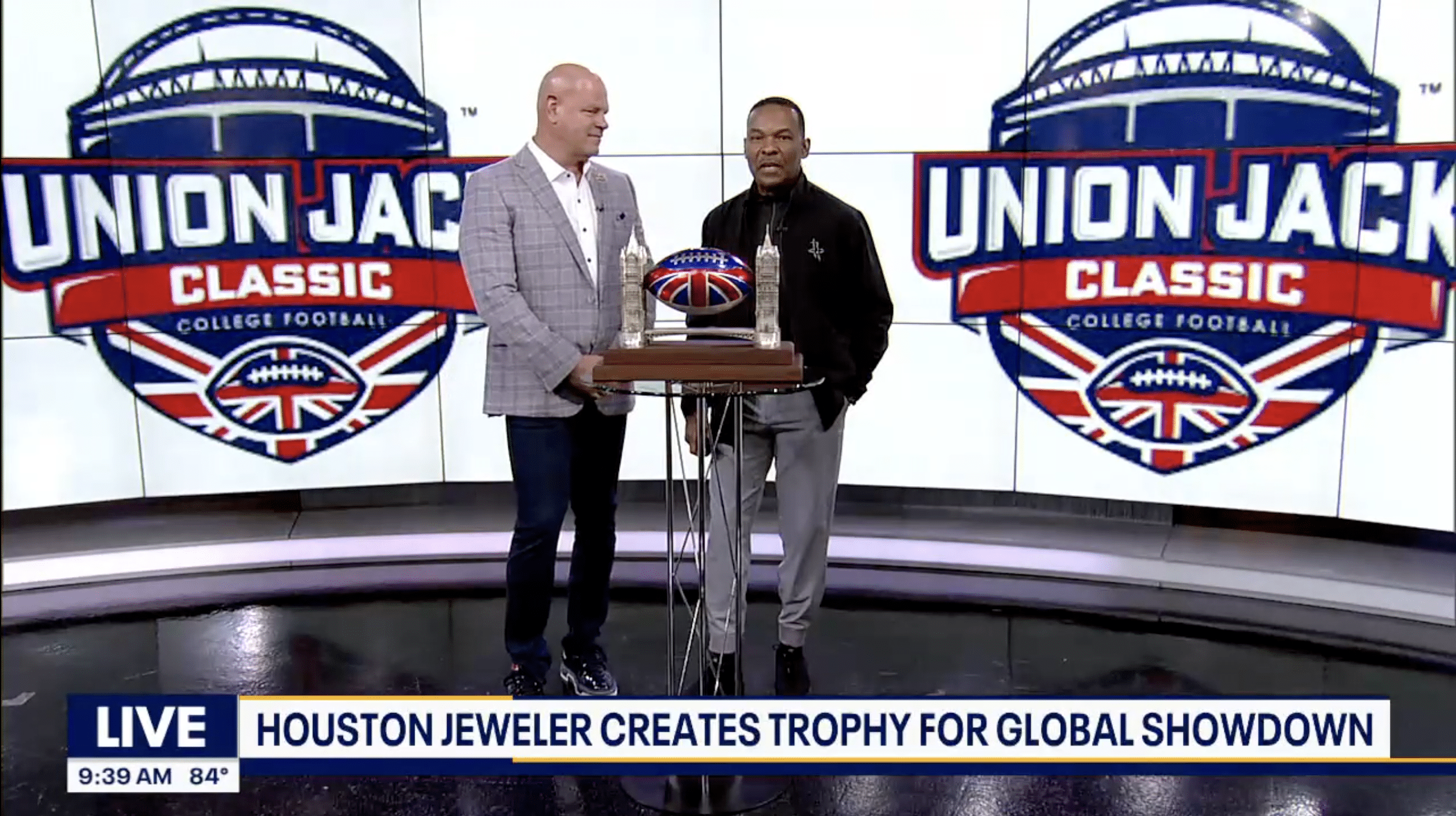 FOX 26 Houston Featured Union Jack Classic’s Houston-Made Trophy Donated by Pink Bows Foundation